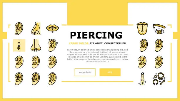 Vector illustration of piercing fashion beauty earring landing header vector