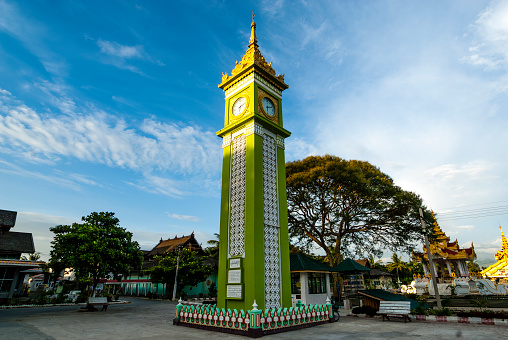 Copy of the Big Ben tower at the University for Monks - Mandalay, Myanmar, Asia