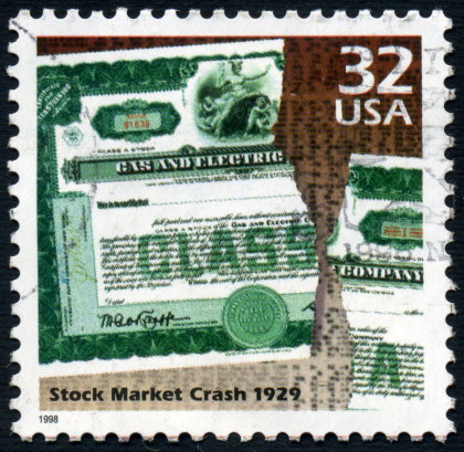 A United States postage stamp issued in 1998 commemorating the stock market crash in October 1929.