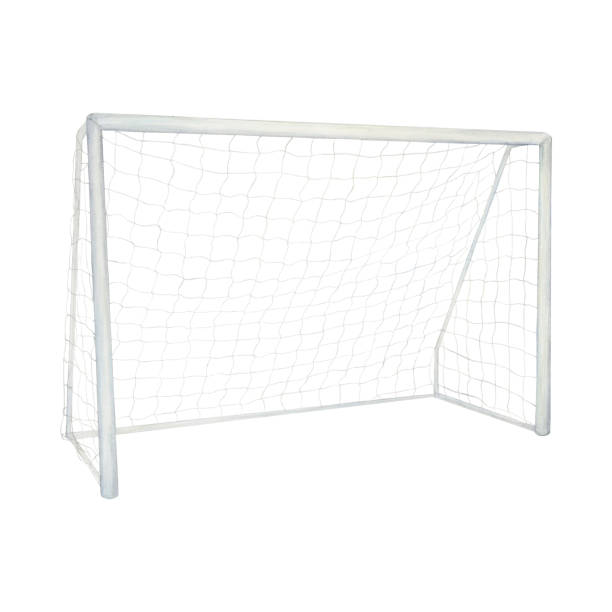 istock Watercolor drawing of football or soccer goal frame with net. Solid grey frame and mesh, scillfully painted isolated on white background. For wallpapers logo and banners 1746733879