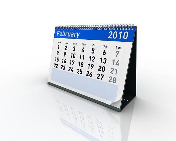Calendar - February 2010 Blue calendar concept showing February 2010. Weeks starts Monday and ends Sunday.Similar images in this style calendar february 2010 stock pictures, royalty-free photos & images