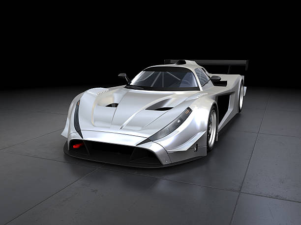 istock Silver sport car on black background 174673560