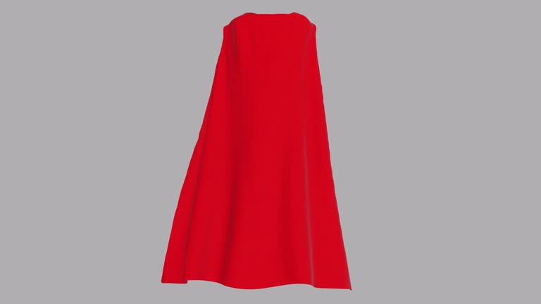 Red superhero cape waving.