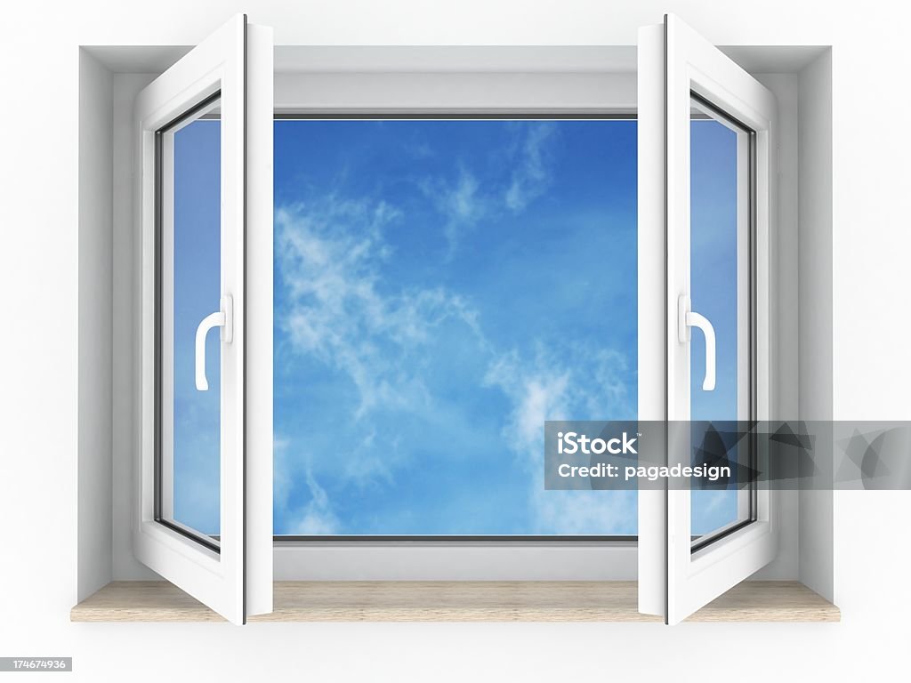 Apri windows - Foto stock royalty-free di Aperto