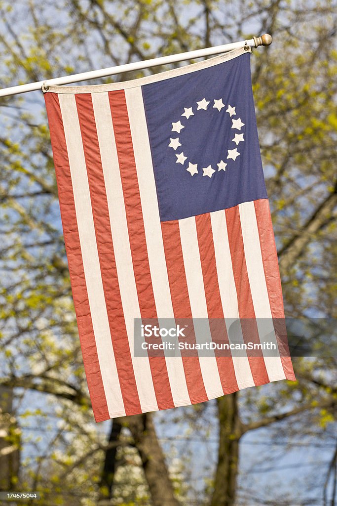 American Flag in Spring This image is of a colonial american flag in afternoon light. American Flag Stock Photo