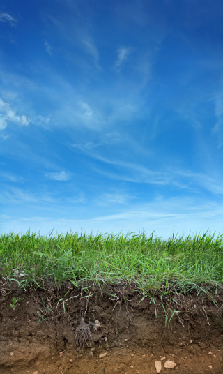 Cut Earth, Green Grass and Blue Sky. SEE MY OTHER SIMILAR PHOTOS: 