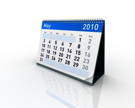 Blue calendar concept showing May 2010. Weeks starts Monday and ends Sunday.Similar images in this style
