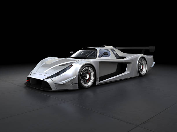 istock Silver sport car on black background 174675204