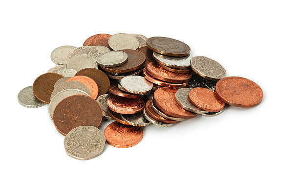 британский монет - one pence coin british coin coin currency стоковые фото и изображения