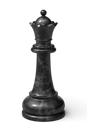 Black queen - one of 12 chess pieces (classic Staunton marble chess set).