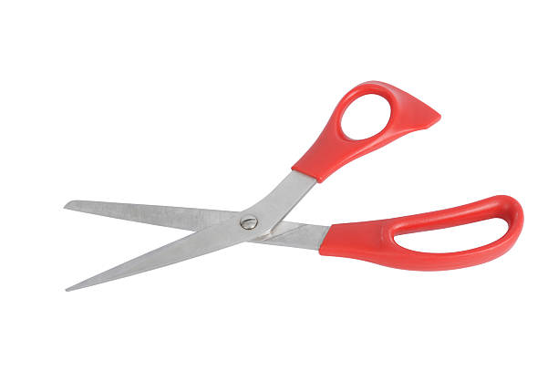 Red handled Scissors open (path included) stock photo