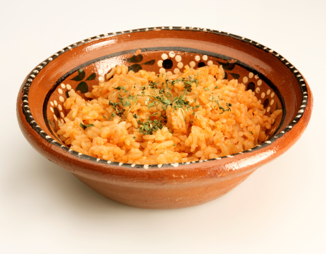 A Mexican Clay bowl with red rice