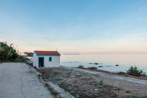 The beautiful coastline in Mathraki at dawn, one of the Diapontia islands northwest of Corfu, Greece