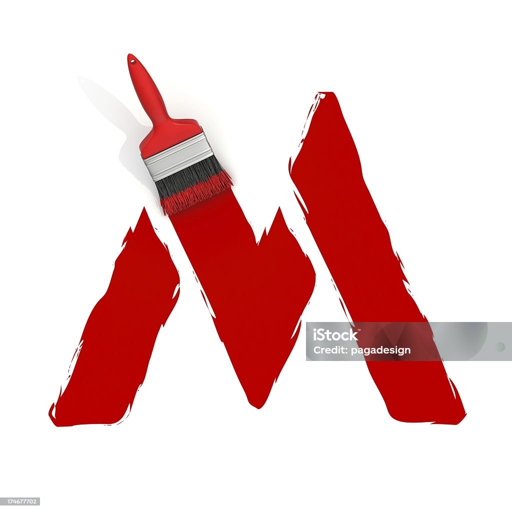 Красный Живопись Буква M - Стоковые фото Кисть роялти-фри