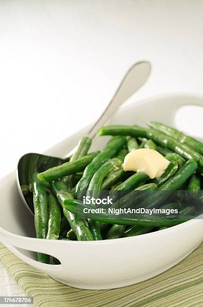 Healthy Steamed Green Beans With Butter White Bowl Stock Photo - Download Image Now