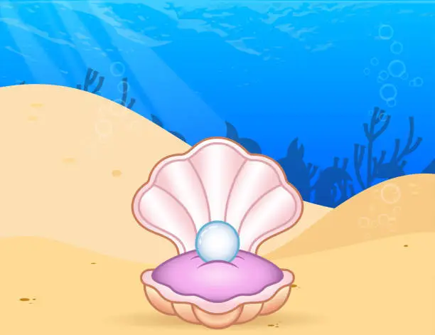 Vector illustration of Shell with pearl.