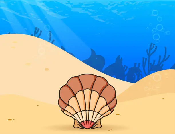 Vector illustration of Shell at the bottom of the sea.