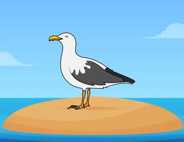 Vector illustration of Seagull at the seaside.