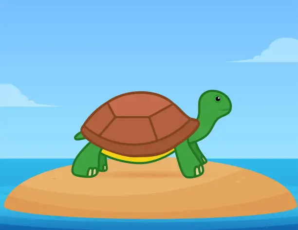 Vector illustration of Turtle at the water's edge.