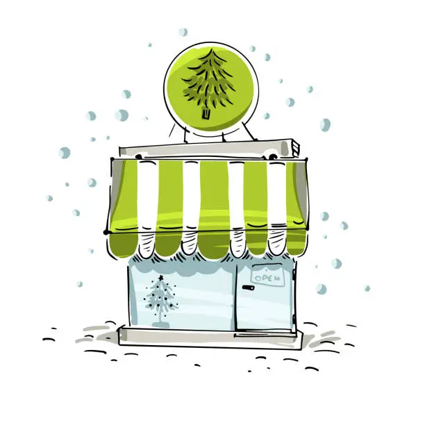 Vector illustration of Christmas Tree Shop Sketch