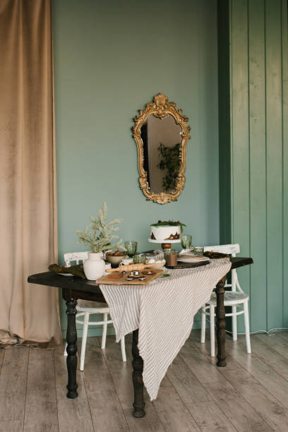 istock Festive Christmas dinner table in the living room 1746800089