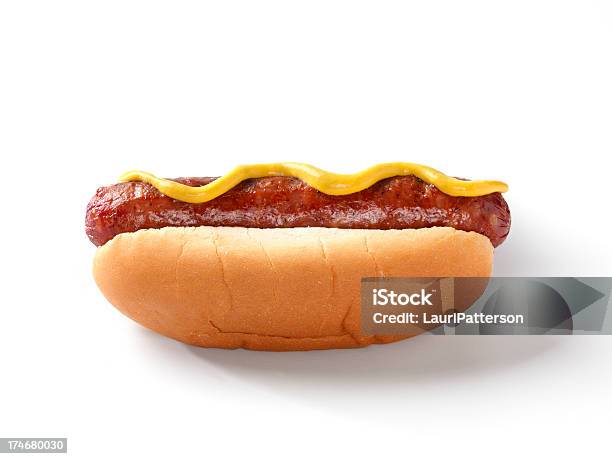 Hot Dog Con Senape - Fotografie stock e altre immagini di Alimentazione non salutare - Alimentazione non salutare, Alla griglia, Ambientazione interna