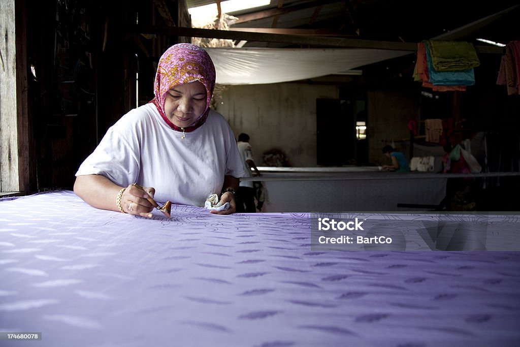 Malaysia, making batik, colorful clothes.  Batik Stock Photo