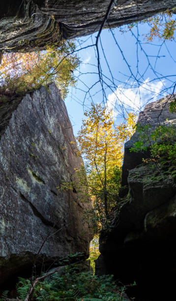 istock rock city park, olean , NY, fall season forest, gigantic rock formations 1746801085