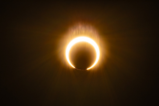 detail of eclipse as the moon moves in front of the sun.  beautiful abstract nature scenery and astronomy.