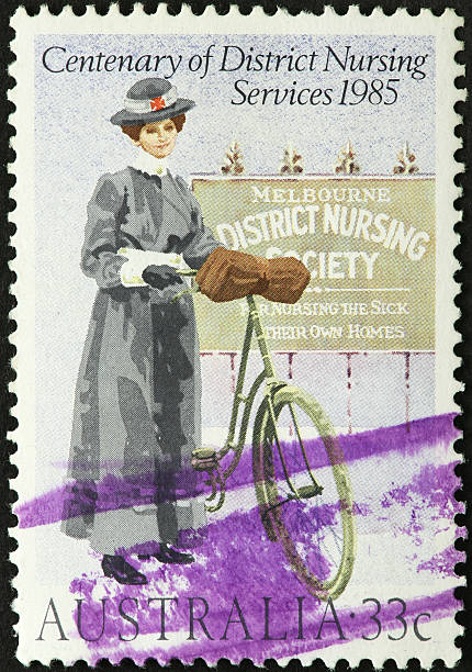 istock old fashioned Melbourne, Australia nurse with bicycle 174680978