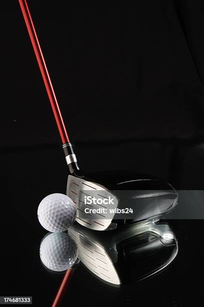 Golf Ball And Club Stock Photo - Download Image Now - Black Background, Golf, Golf Club