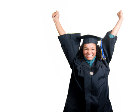 Excited Young African American female graduate. Also see...