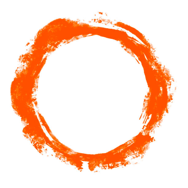 Watercolor Painting - Circle Frame - Orange - Copy Space