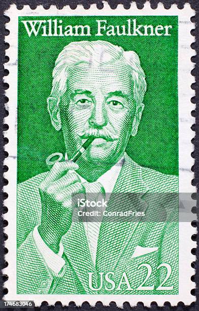 Vintage William Faulkner Znaczek Pocztowy - zdjęcia stockowe i więcej obrazów William Faulkner - William Faulkner, Pisarz, Znaczek pocztowy