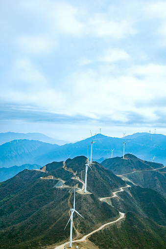 Zhufengding, Ganzhou City, Jiangxi Province - wind turbines on high mountains