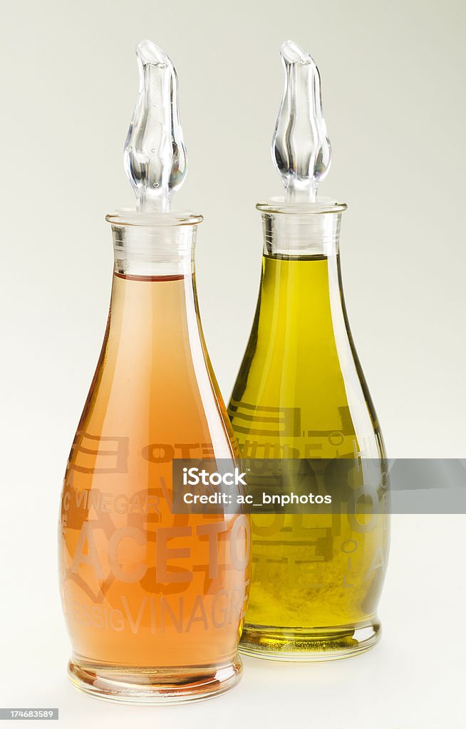 Casal de vinagre e azeite frascos - Royalty-free Alimentação Saudável Foto de stock