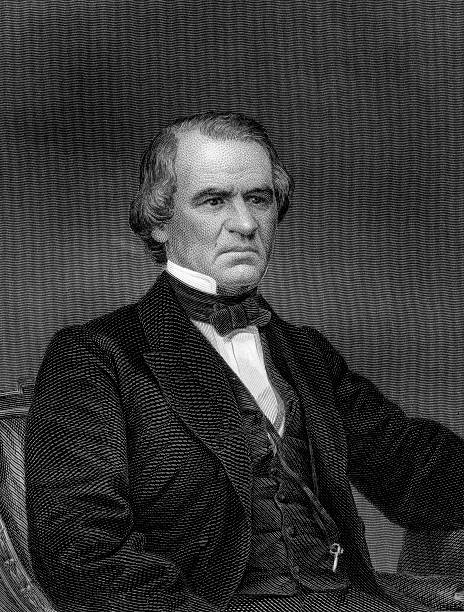 "This vintage engraving depicts the portrait of U.S. President Andrew Johnson (1808 - 1875), the 17th President of the United States. Engraved after a photograph by Mathew Brady (1822 - 1896). It was published in an 1865 collection of American portraits and is now in the public domain. Digital restoration by Steven Wynn Photography."