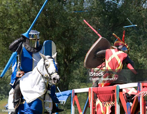 Knights Clash At A Joust Stock Photo - Download Image Now - Jousting, Medieval, Knight - Person