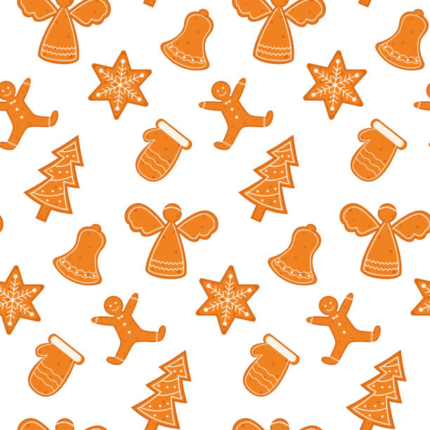 istock Seamless holiday pattern with gingerbread in Scandinavian style. Design for Christmas and New Year. Pattern for card, wrapping paper, fabric, textile, wallpaper, background. Vector illustration 1746847287