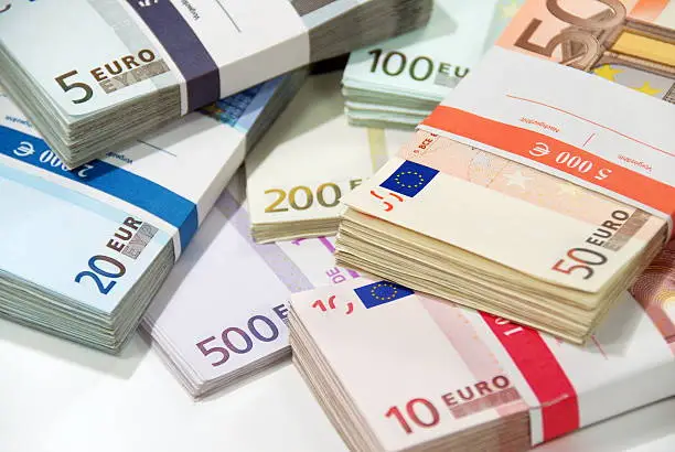 Bundles of money (Euro banknotes)