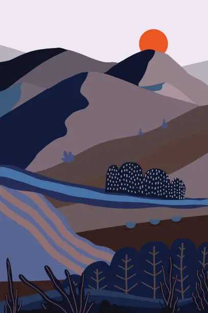 Vector illustration of Mountain landscape