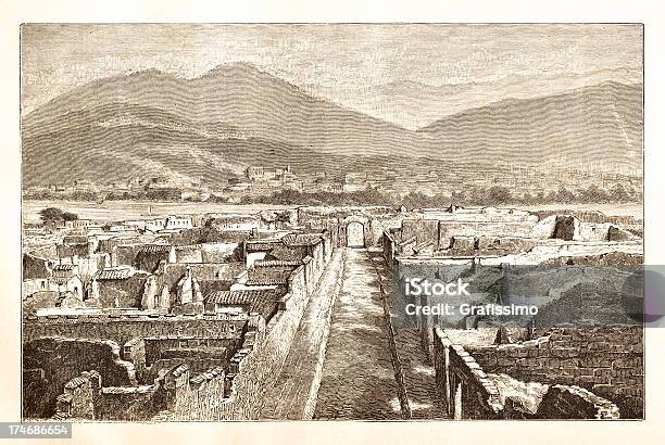 Foto de Estampa Em 1881 Ruines De Pompeia Itália e mais fotos de stock de Arqueologia - Arqueologia, Arruinado, Campânia