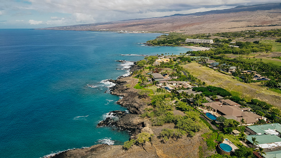 Aerial panorama of the Hapuna Beach State Park. West coast of the Big Island, Hawaii. High quality photo