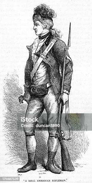 American Rifleman Wojna Independance - Stockowe grafiki wektorowe i więcej obrazów Rewolucja amerykańska - Rewolucja amerykańska, Uniform, Żołnierz