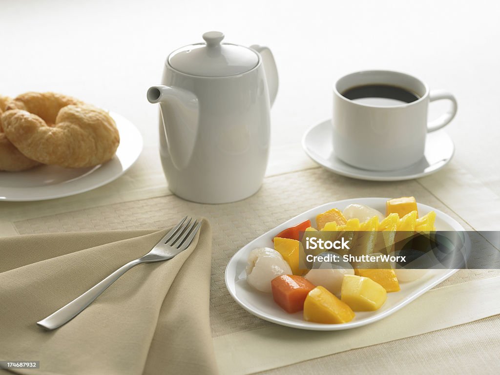 Fruit Breakfast Fresh Fruit Plate Breakfast. Beige Stock Photo