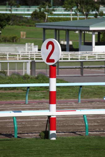 Distance mark in racecourse.
