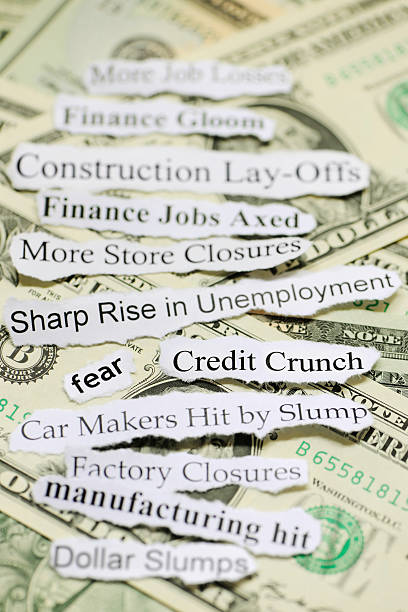istock Unemployment and credit crunch headline topics 174688443
