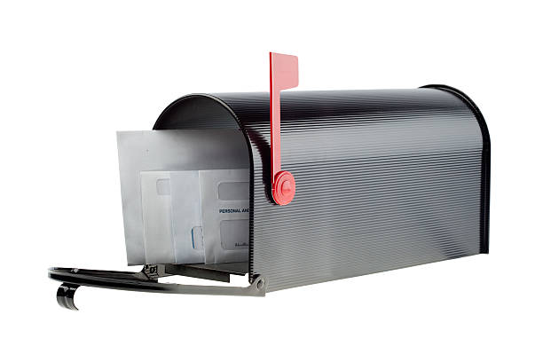 isolado caixa de correio com o correio - mailbox mail box open imagens e fotografias de stock