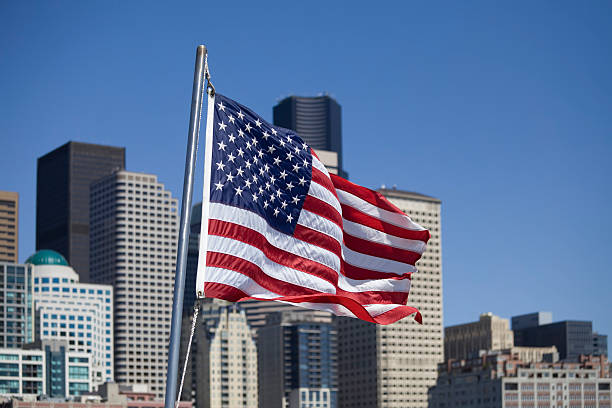istock American Flag in front of Seattle Skyscrapers (XXXL) 174689896