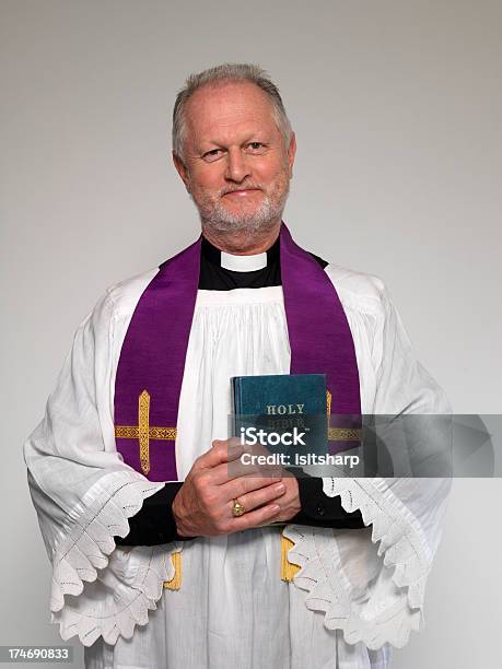 Priest And Bible Stock Photo - Download Image Now - 50-54 Years, 55-59 Years, 60-64 Years
